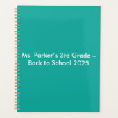 Flach Türkis Hintergrund – Back-to-School Textur Planer (Vorderseite)