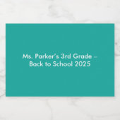 Flach Türkiser Hintergrund – Back-to-School-Textur Lebensmitteletikett (Einzelnes Label)