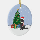 Flach-Überzogene Retriever-Weihnachtsverzierung Keramikornament (Rechts)