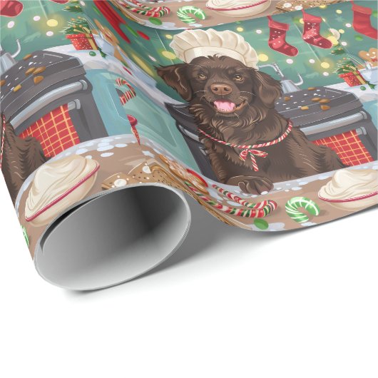 Flach überzogenes Retriever Holiday Baking: Weihna Geschenkpapier (Rolleneckpunkt)