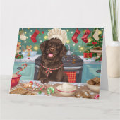 Flach überzogenes Retriever Holiday Baking: Weihna Karte (Vorderseite)