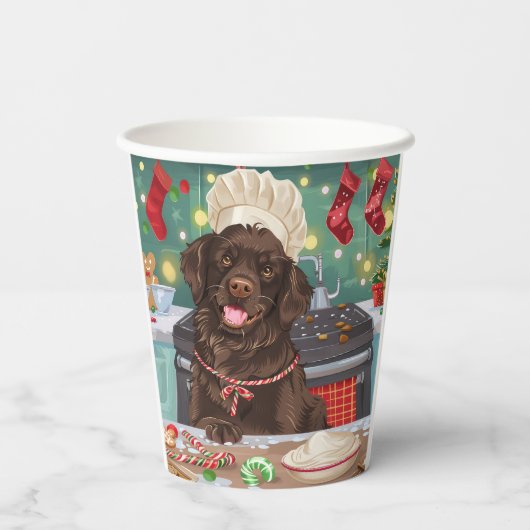 Flach überzogenes Retriever Holiday Baking: Weihna Pappbecher (Rückseite)