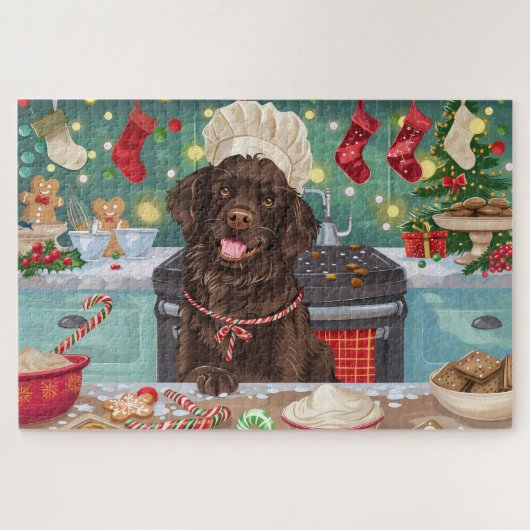 Flach überzogenes Retriever Holiday Baking: Weihna Puzzle (Horizontal)