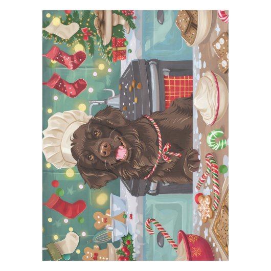 Flach überzogenes Retriever Holiday Baking: Weihna Tischdecke (Vorderseite)