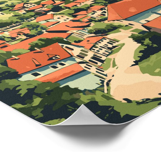 Flachau Austria Illustration Travel Art Vintag Poster (Ecke)