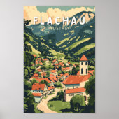 Flachau Austria Illustration Travel Art Vintag Poster (Vorne)