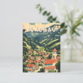 Flachau Austria Illustration Travel Art Vintag Postkarte (Stehend Vorderseite)