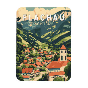Flachau Österreich Illustration Reise Kunst Vintag Magnet