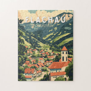 Flachau Österreich Illustration Reise Kunst Vintag Puzzle