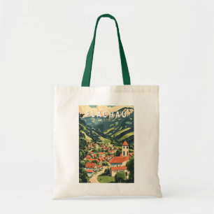 Flachau Österreich Illustration Reise Kunst Vintag Tragetasche