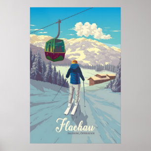 Flachau Skigebiet Reiseplakat Poster