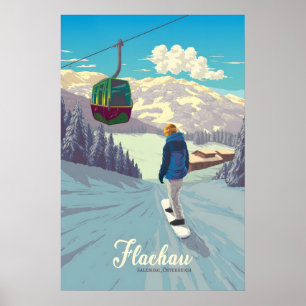 Flachau Snowboarding Reiseplakat Poster
