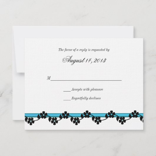 Flachband und Blume-Antwortkarte RSVP Karte (Vorderseite)