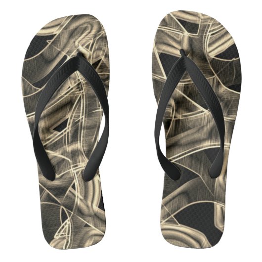 Flachbandförmige Kurven, khaki oder beige Linien i Badesandalen (Fußbett)