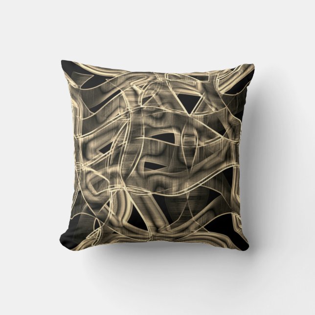 Flachbandförmige Kurven, khaki oder beige Linien i Kissen (Vorderseite)