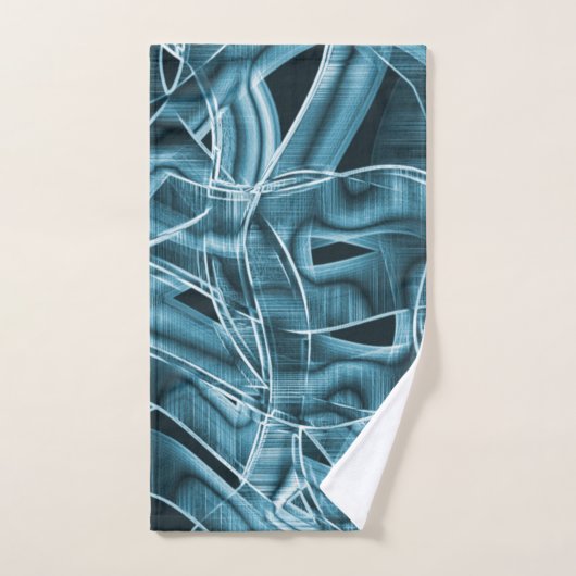 Flachbandkurven, blauer Nebel mit Relief und Überl Badhandtuch Set (Handtuch)