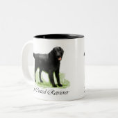 Flachbeschichtete Retriever Art Print Zweifarbige Tasse (Vorderseite Links)