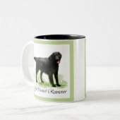 Flachbeschichtete Retriever Art Print Zweifarbige Tasse (Vorderseite Links)