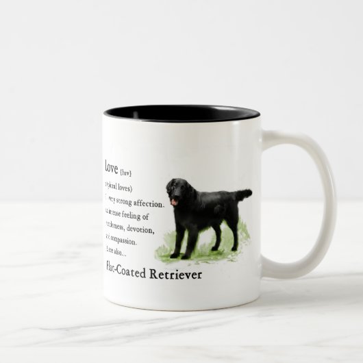 Flachbeschichtete Retriever Art Print Zweifarbige Tasse (Rechts)