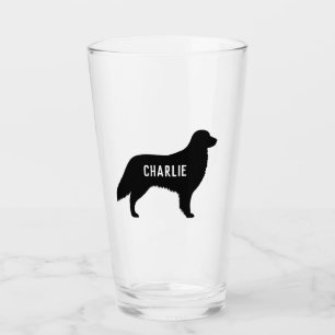 Flachbeschichtete Retriever Flattie Silhouette kun Glas