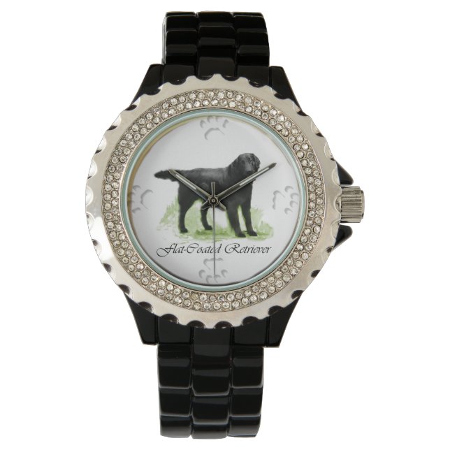 Flachbeschichtete Retriever Kunstgeschenke Armbanduhr (Vorderseite)