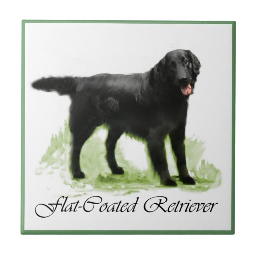 Flachbeschichtete Retriever Kunstgeschenke Fliese (Vorderseite)