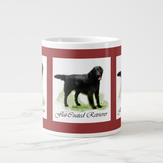Flachbeschichtete Retriever Kunstgeschenke Jumbo-Tasse (Vorderseite)