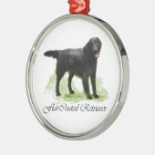 Flachbeschichtete Retriever Kunstgeschenke Silbernes Ornament (Links)