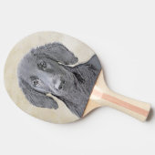 Flachbeschichtete Retriever-Malerei - Original Hun Tischtennis Schläger (Seitenansicht)
