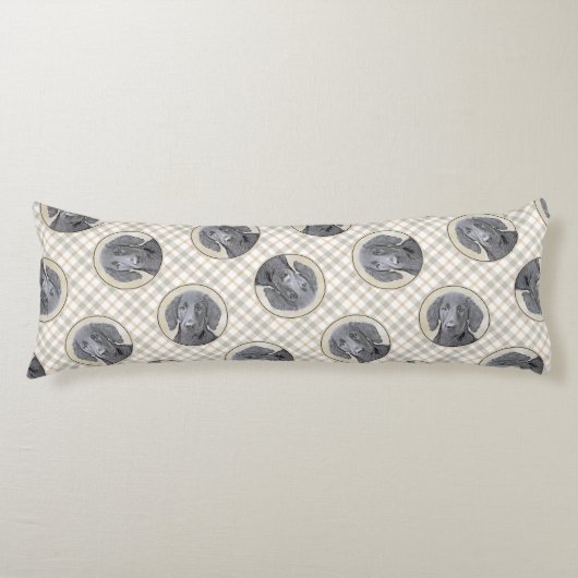 Flachbeschichtete Retriever-Malerei Schwarze Haust Seitenschläferkissen (Vorderseite)