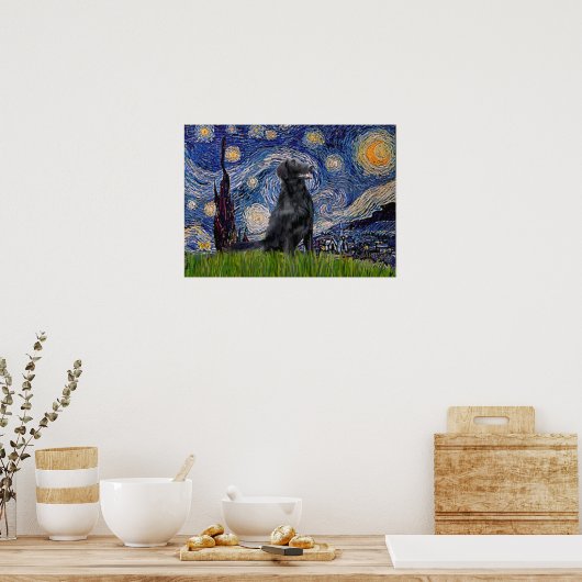 Flachbeschichteter Retriever 1 - Starry Night Poster (Küche)