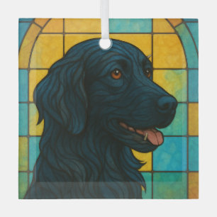 Flachbeschichteter Retriever "gestanztes Glas" Ornament Aus Glas
