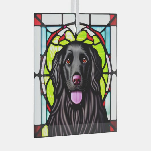Flachbeschichteter Retriever "gestanztes Glas" Ornament Aus Glas (Vorderseite Rechts)