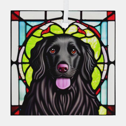 Flachbeschichteter Retriever "gestanztes Glas" Ornament Aus Glas (Rückseite)