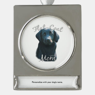 Flachbeschichteter Retriever Mama 2 Banner-Ornament Silber
