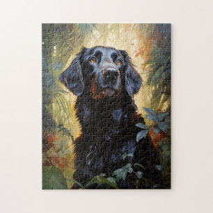 Flachbeschichteter Retriever Puzzle