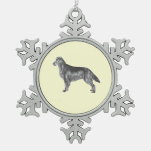 Flachbeschichteter Retriever Schneeflocken Zinn-Ornament