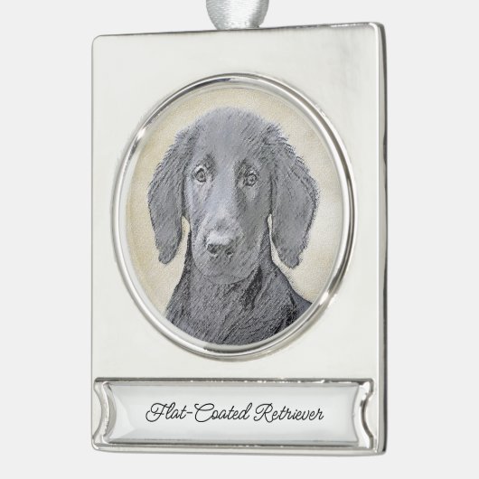 Flachbeschichtetes Retriever-Gemälde - Originale H Banner-Ornament Silber (Links)