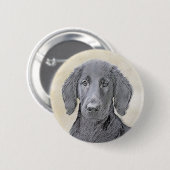 Flachbeschichtetes Retriever-Gemälde - Originale H Button (Vorne & Hinten)