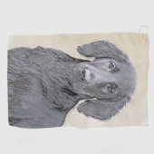 Flachbeschichtetes Retriever-Gemälde - Originale H Golfhandtuch (Horizontal)