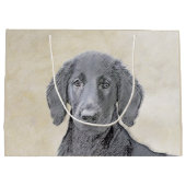 Flachbeschichtetes Retriever-Gemälde - Originale H Große Geschenktüte (Rückseite)