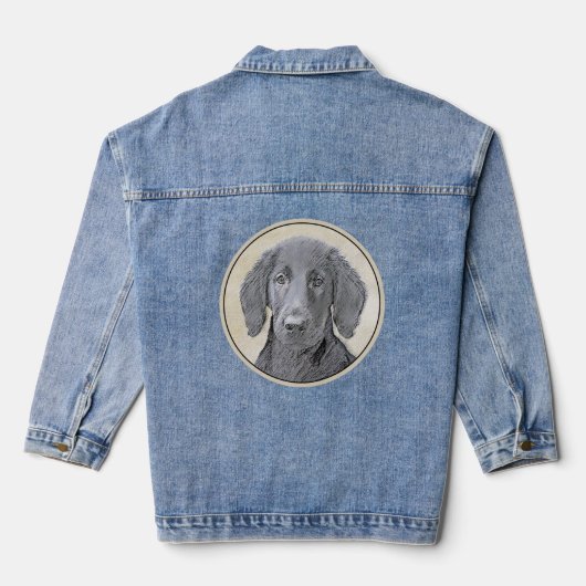 Flachbeschichtetes Retriever-Gemälde - Originale H Jeansjacke (Rückseite)