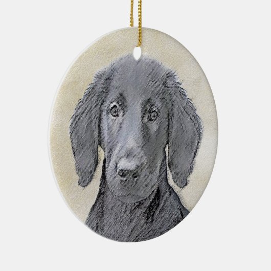 Flachbeschichtetes Retriever-Gemälde - Originale H Keramikornament (Rechts)