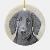 Flachbeschichtetes Retriever-Gemälde - Originale H Keramikornament (Hinten)