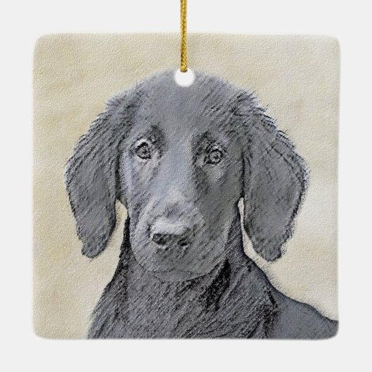 Flachbeschichtetes Retriever-Gemälde - Originale H Keramikornament (Rückseite)