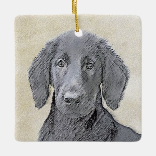 Flachbeschichtetes Retriever-Gemälde - Originale H Keramikornament (Vorderseite)