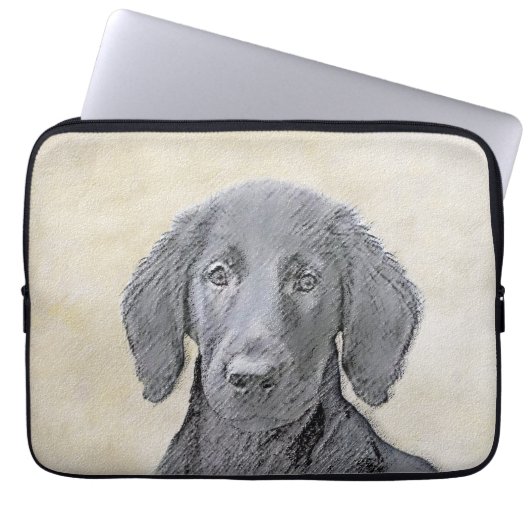 Flachbeschichtetes Retriever-Gemälde - Originale H Laptopschutzhülle (Vorderseite)