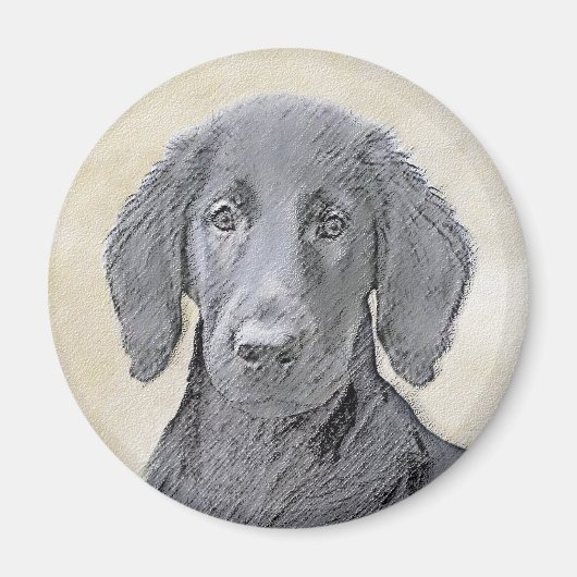 Flachbeschichtetes Retriever-Gemälde - Originale H Magnet (Vorne)