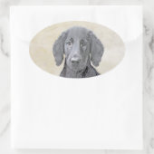 Flachbeschichtetes Retriever-Gemälde - Originale H Ovaler Aufkleber (Tasche)