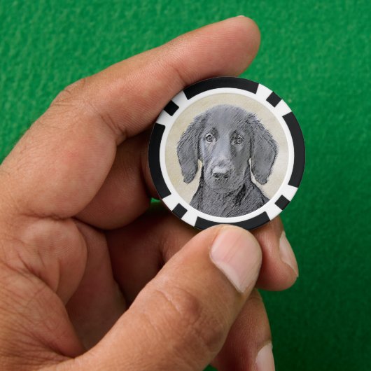 Flachbeschichtetes Retriever-Gemälde - Originale H Pokerchips (Hand)